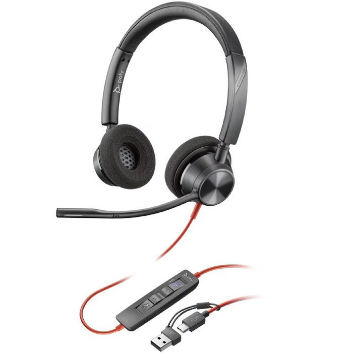 Poly Blackwire 3320 Certificados para Microsoft Teams USB-C con adaptador USB-A/C Negro Poly Blackwire 3320 Certificados para Microsoft Teams USB-C con adaptador USB-A/C Negro